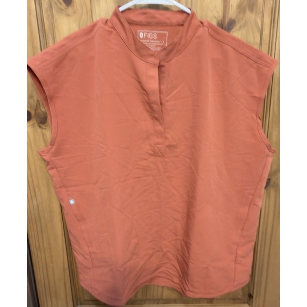 FIGS Technical Collection Slim Scrub Top Large Rust Orange NWT Medical Nurse